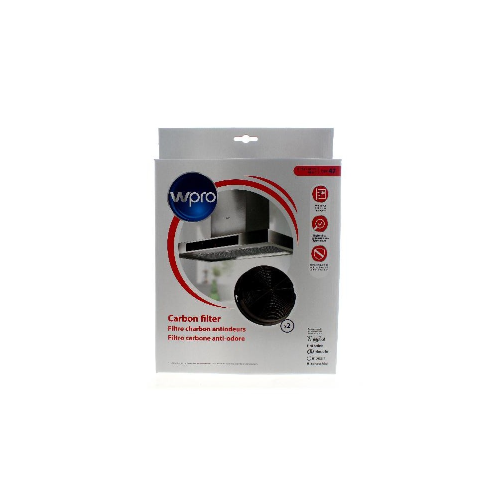 Filtro anti-odore al carbone attivo • Tipo 47 - 2 pezzi (Ø 152 x 50 mm - 48 g) - AMC023/1