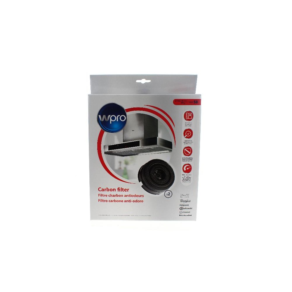 Filtro anti-odore al carbone attivo • Tipo 58 - 2 pezzi (Ø142 x 48 mm - 200 g) - AKB000/1