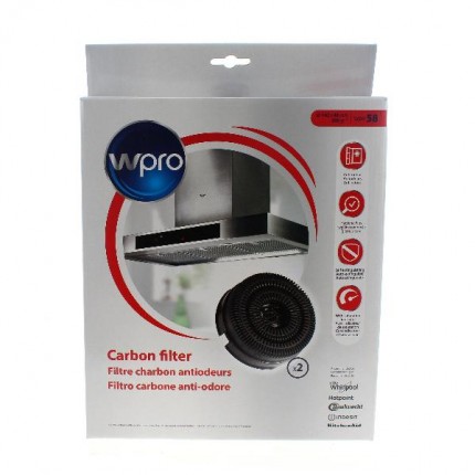 Filtro anti-odore al carbone attivo • Tipo 58 - 2 pezzi (Ø142 x 48 mm - 200 g) - AKB000/1
