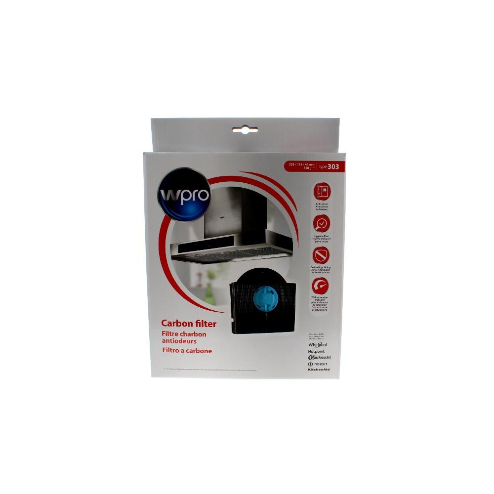 Filtro anti-odore al carbone attivo • Tipo 303 (205 x 185 x 43 mm - 350 g) - CHF303/1