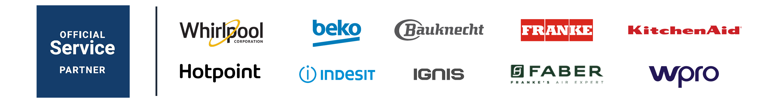 Official Service Partner - Marchi assistiti: Whirlpool, Beko, Bauknecht, Franke, KitchenAid, Hotpoint, Indesit, Ignis, Faber, Grundig